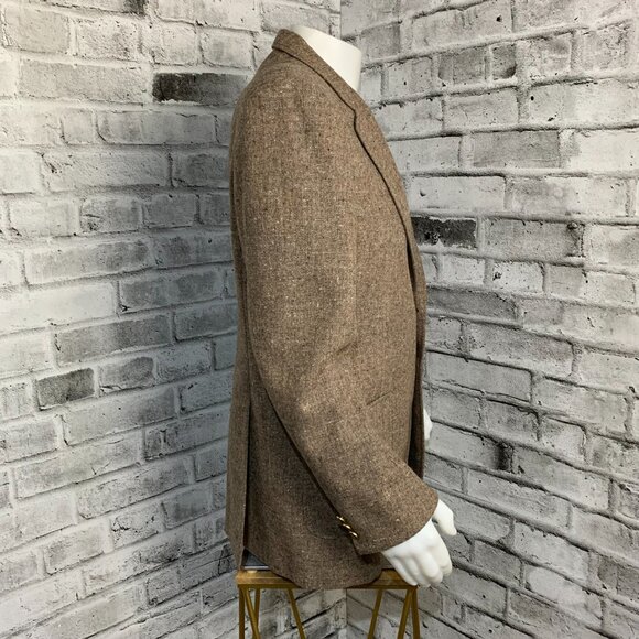 Brioni Vintage Tweed Blazer Sport Coat Mens 46 Brown Wool Metal Buttons Jacket - Picture 3 of 16